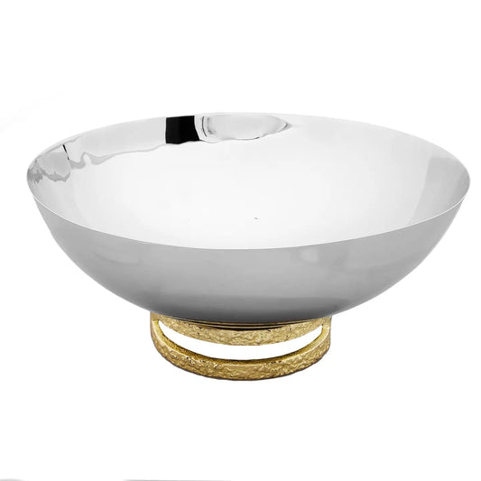 11.5" Stainless Steel Bowl with Gold Loop Base Decorative Bowls High Class Touch - Home Decor 