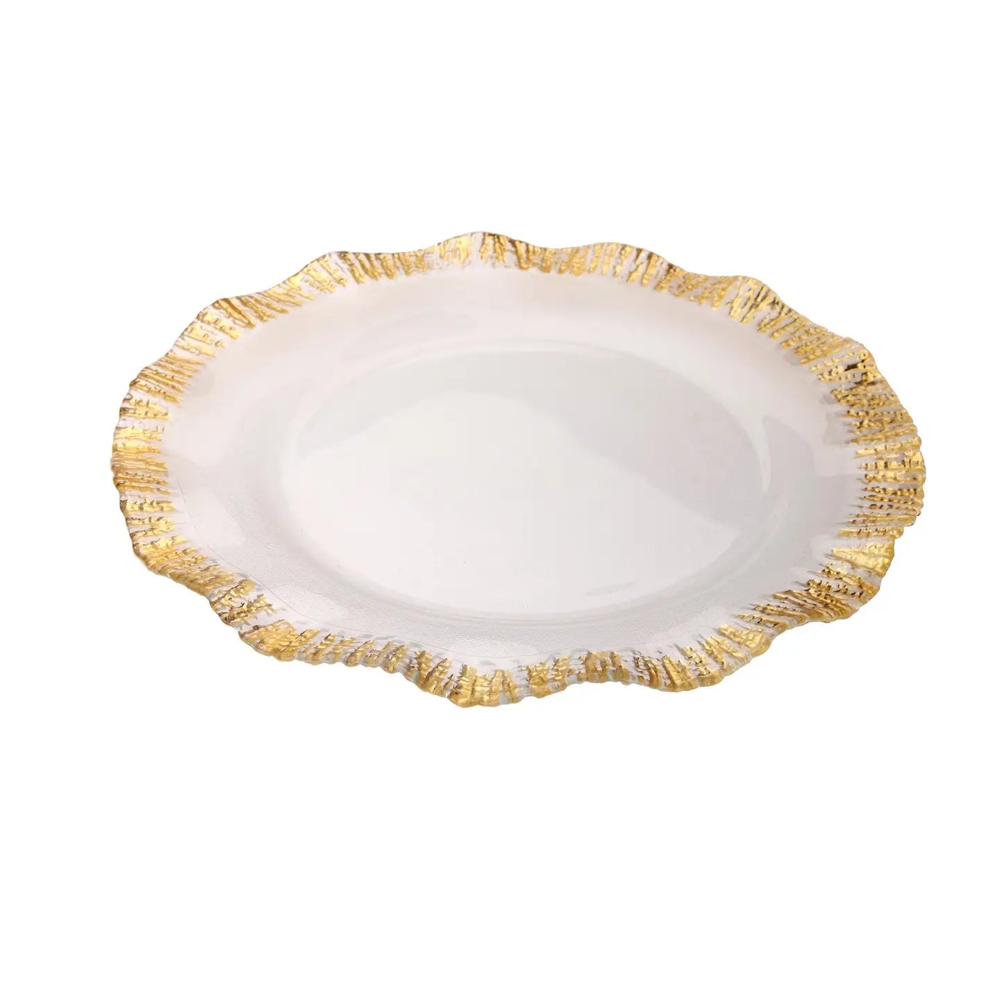 13"D Charger with Gold Brushed Scalloped Border - Set of Four Plates High Class Touch - Home Decor