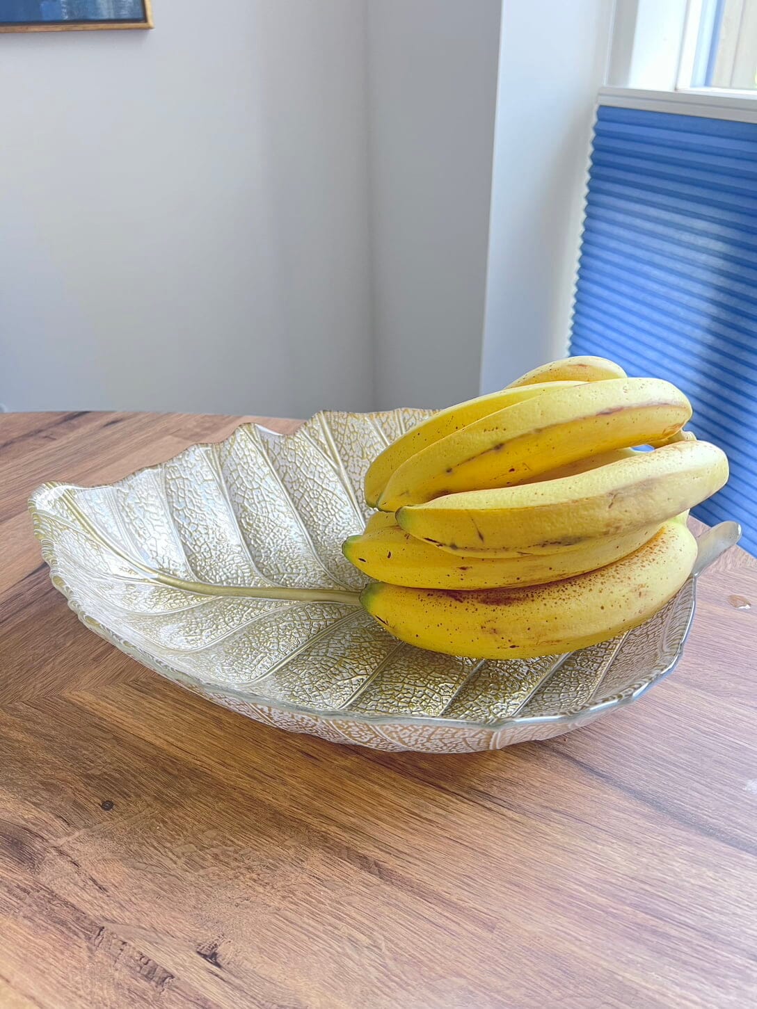 15" Large Gold Glass Leaf Shape Bowl Plate Serving Bowls High Class Touch - Home Decor