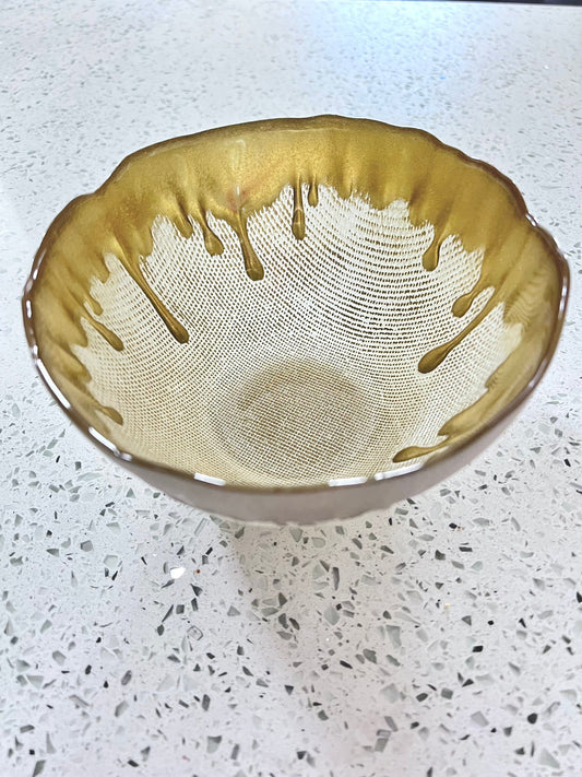 6"D Gold Dipped Dessert Bowl Serving Bowls High Class Touch - Home Decor 