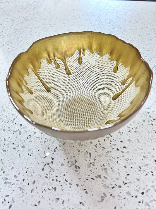 6"D Gold Dipped Dessert Bowl Serving Bowls High Class Touch - Home Decor