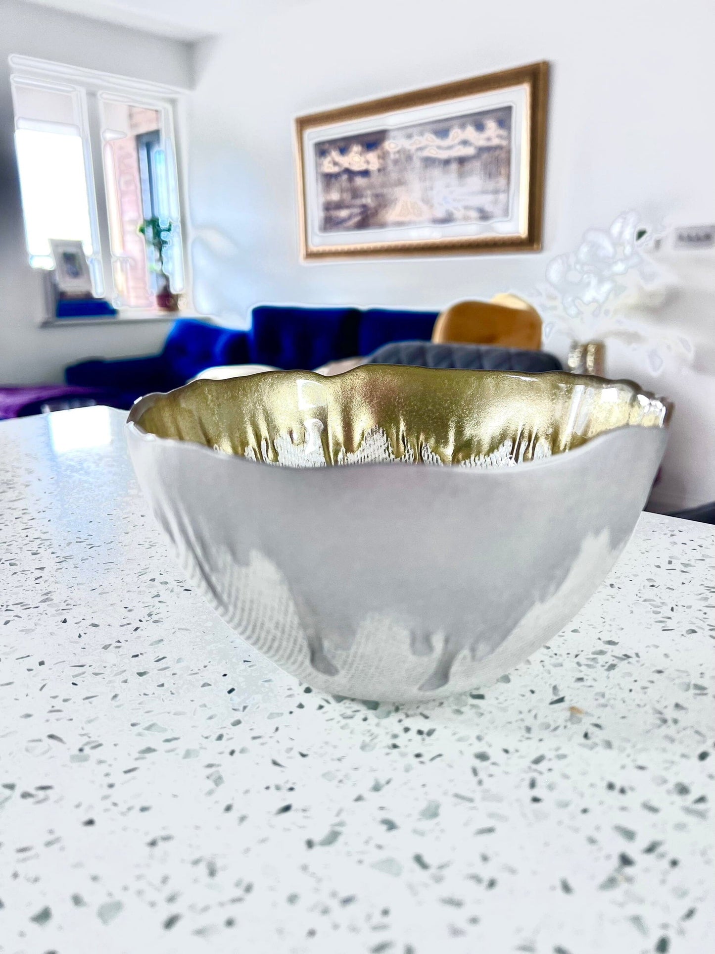 6"D Gold Dipped Dessert Bowl Serving Bowls High Class Touch - Home Decor