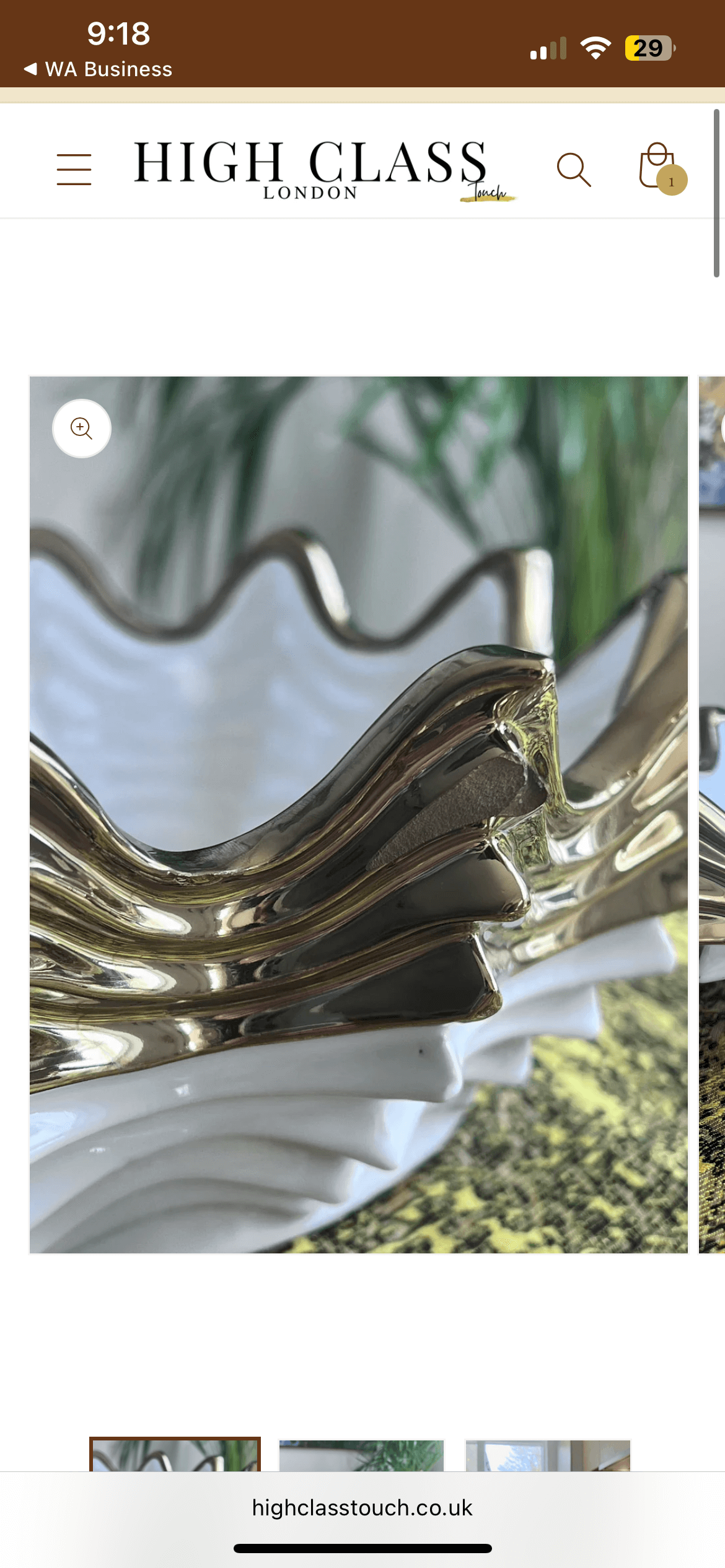 Scalloped Porcelain Gold Bowl (with imperfection)