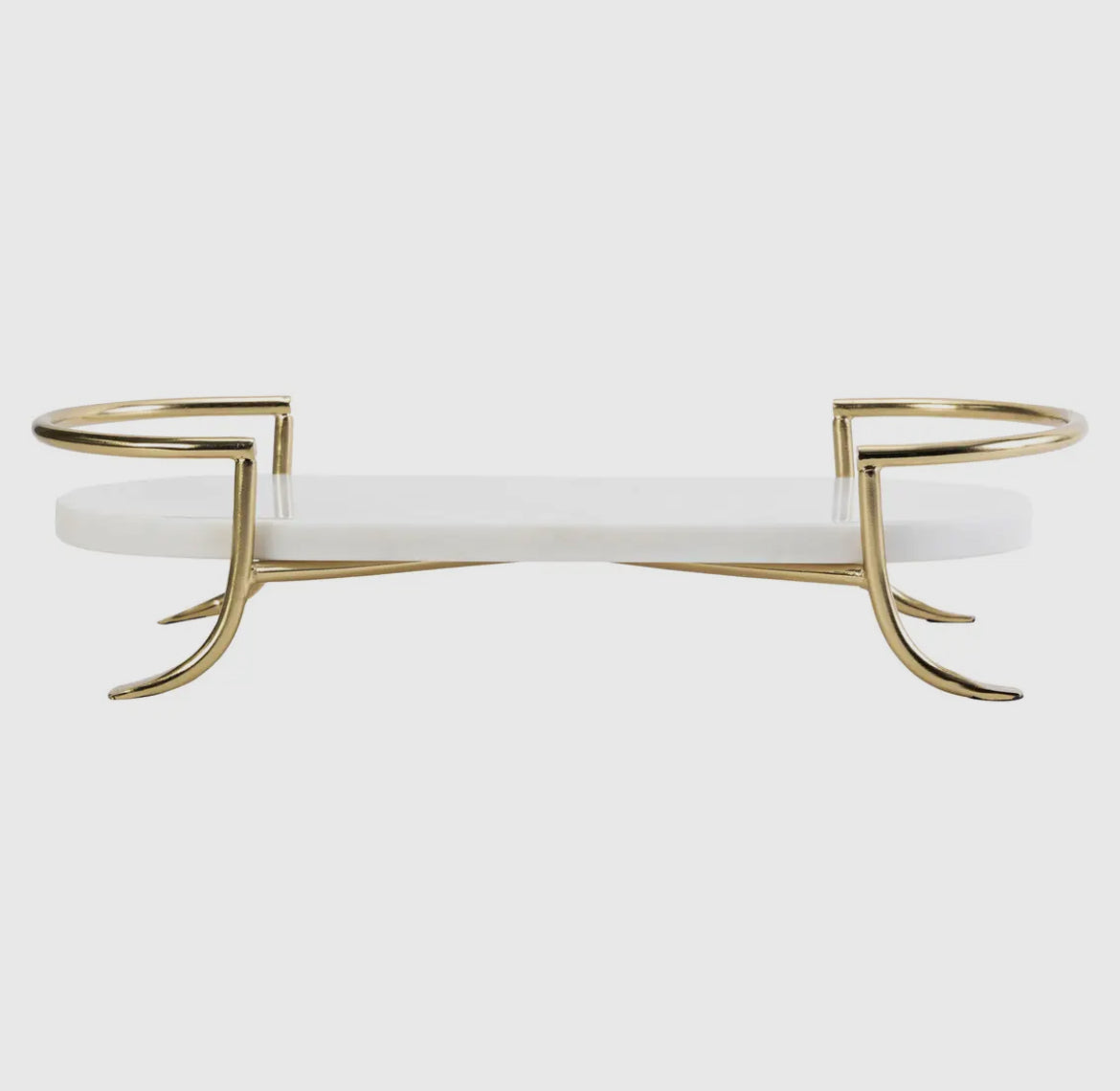 PRE-ORDER Oval Marble Tray with Gold Stand-High Class Touch