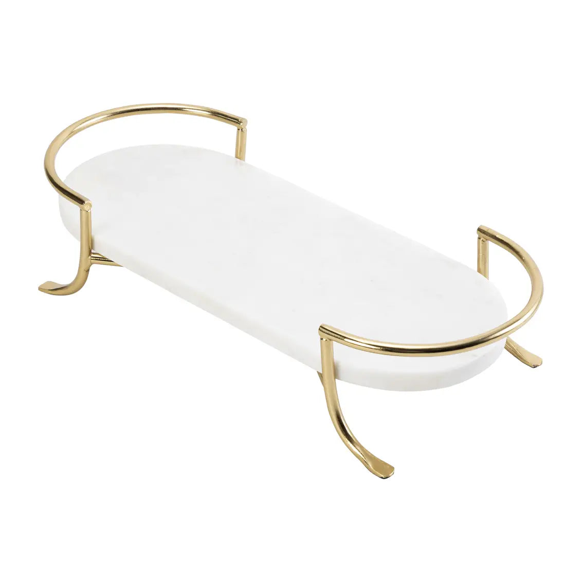 PRE-ORDER Oval Marble Tray with Gold Stand-High Class Touch