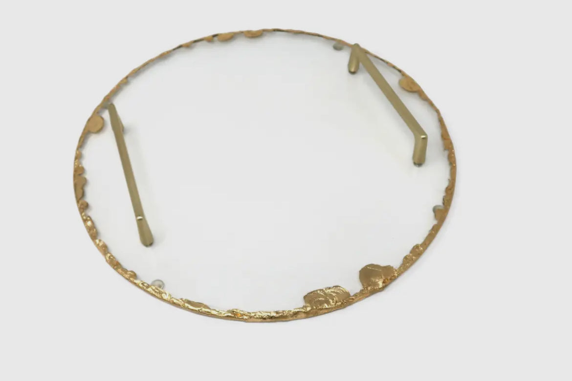 Rustic Cut Glass Tray with Gold Edge
