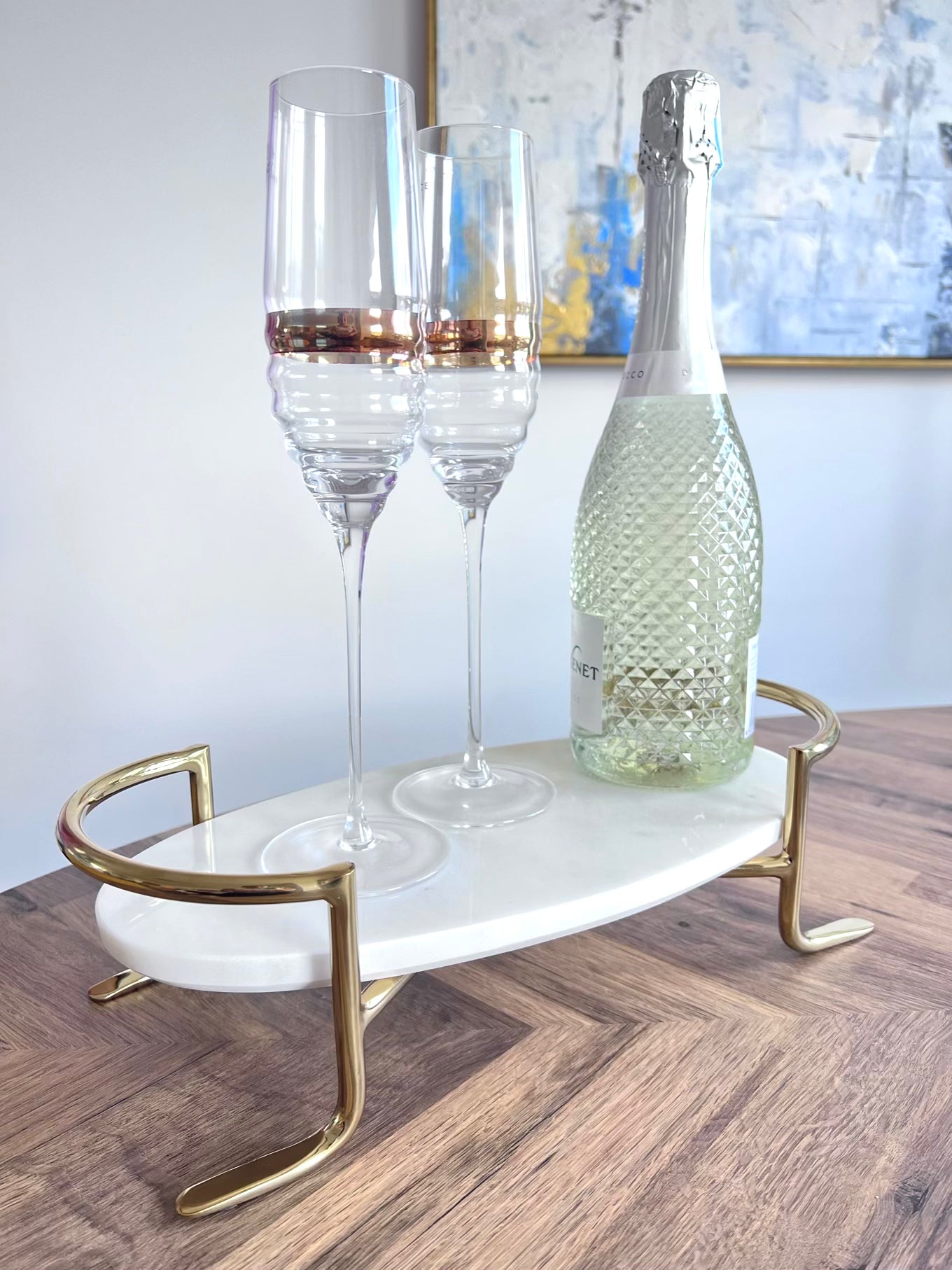 PRE-ORDER Oval Marble Tray with Gold Stand-High Class Touch