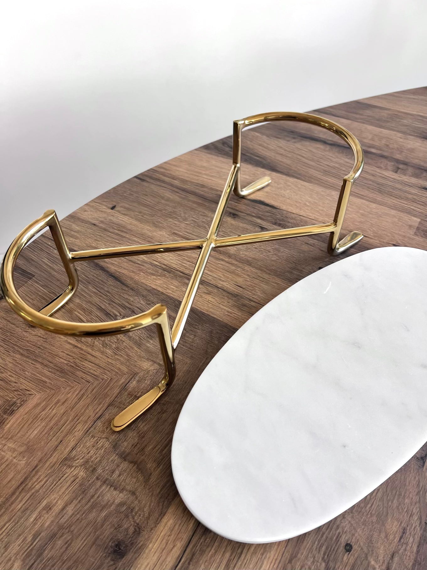 PRE-ORDER Oval Marble Tray with Gold Stand-High Class Touch