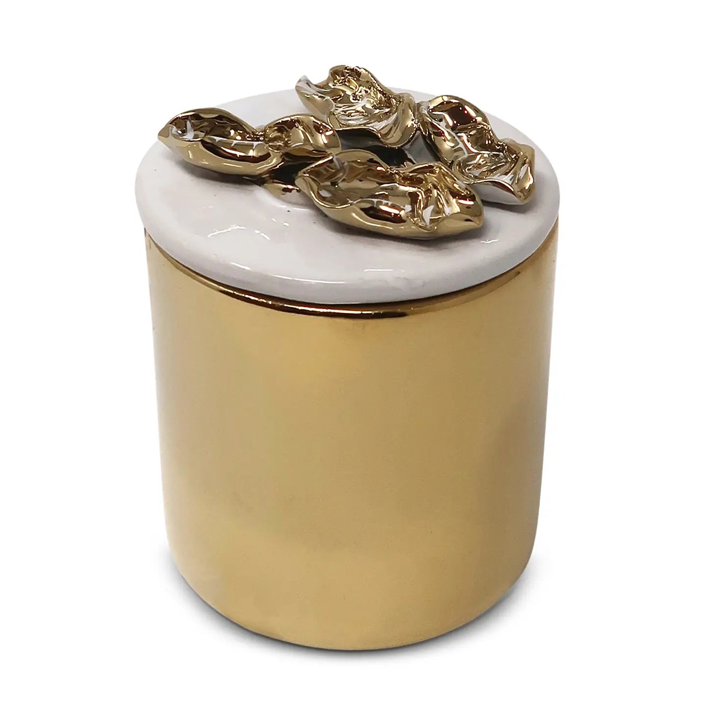 Gold Jar Candle with Flower Design Lid