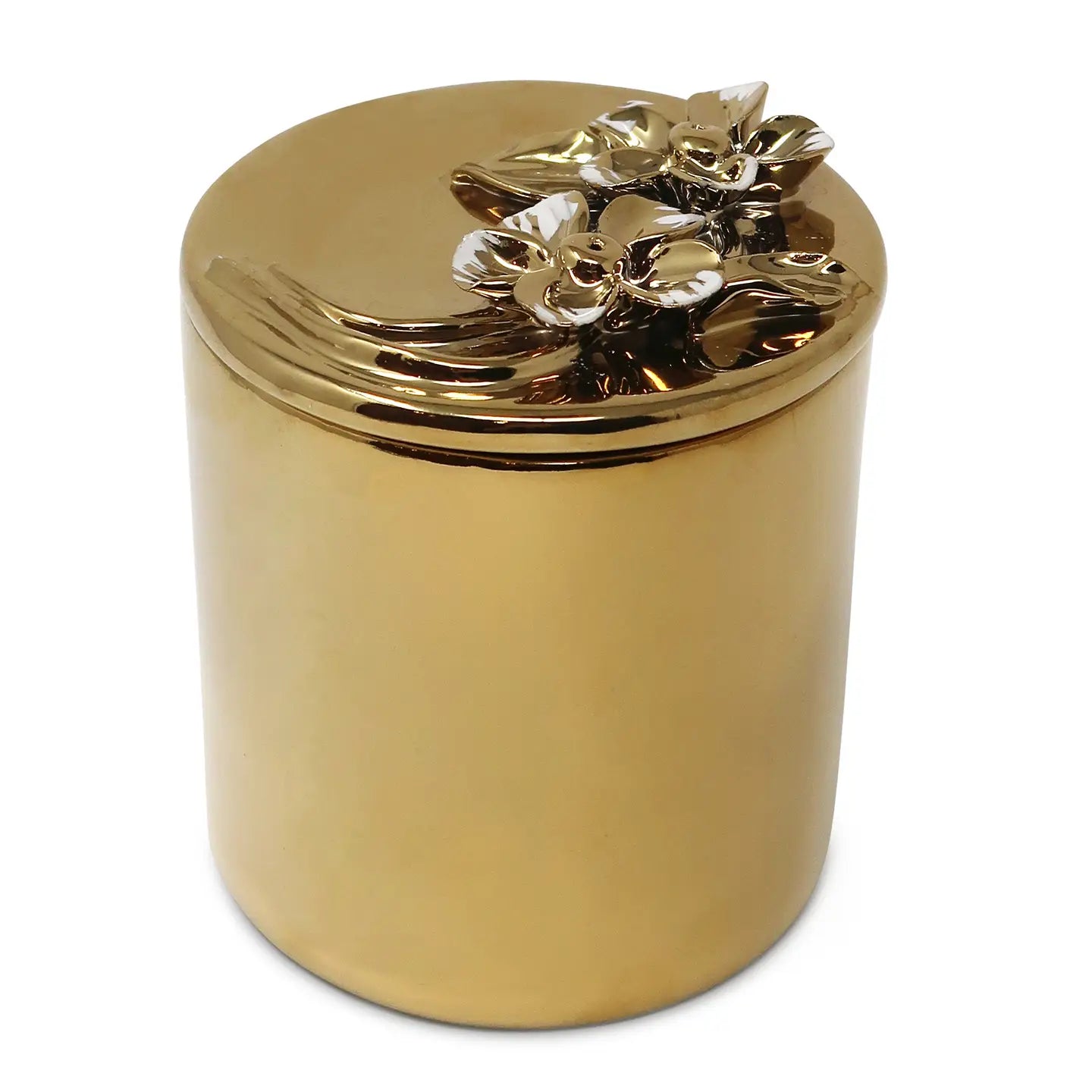 Gold Jar Candle with Flower Design Lid