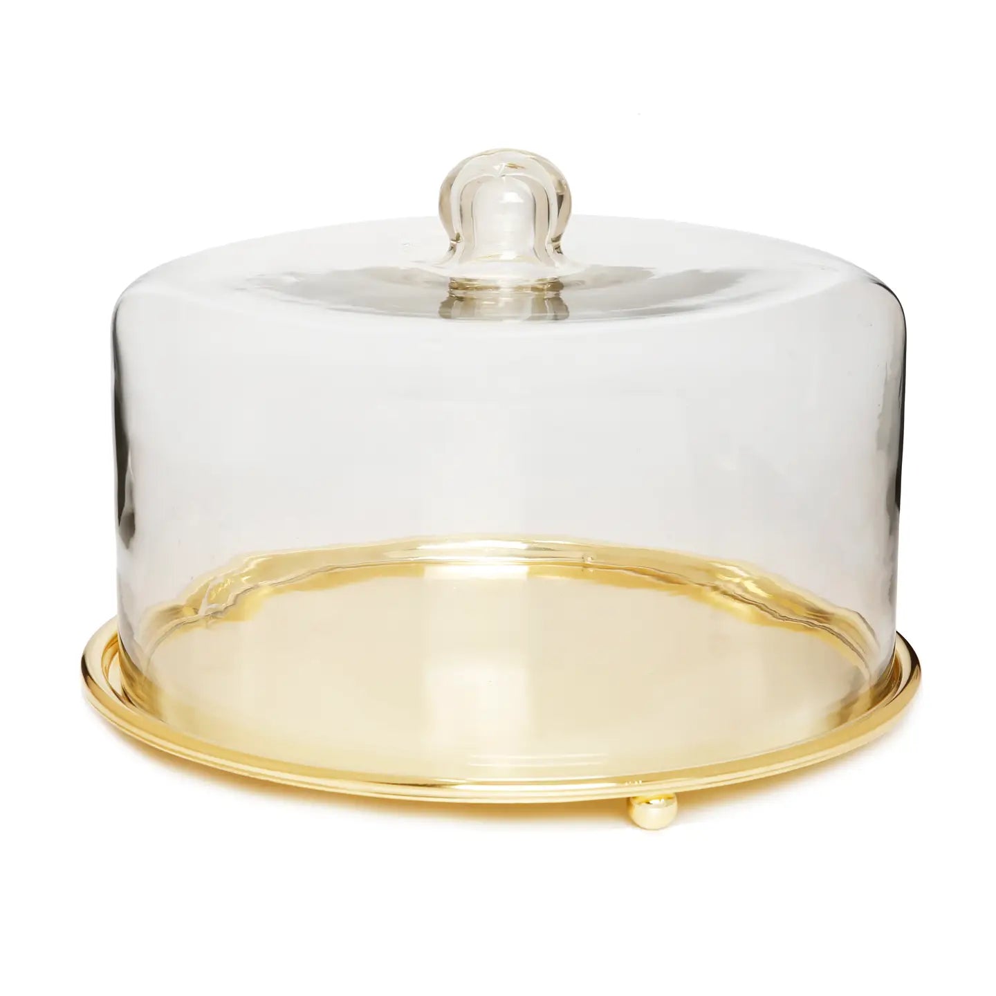 Hammered Gold Cake Plate with Glass Dome