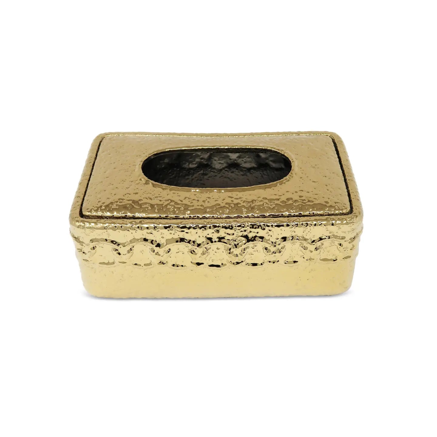 Hammered Design Gold Ceramic Tissue Box