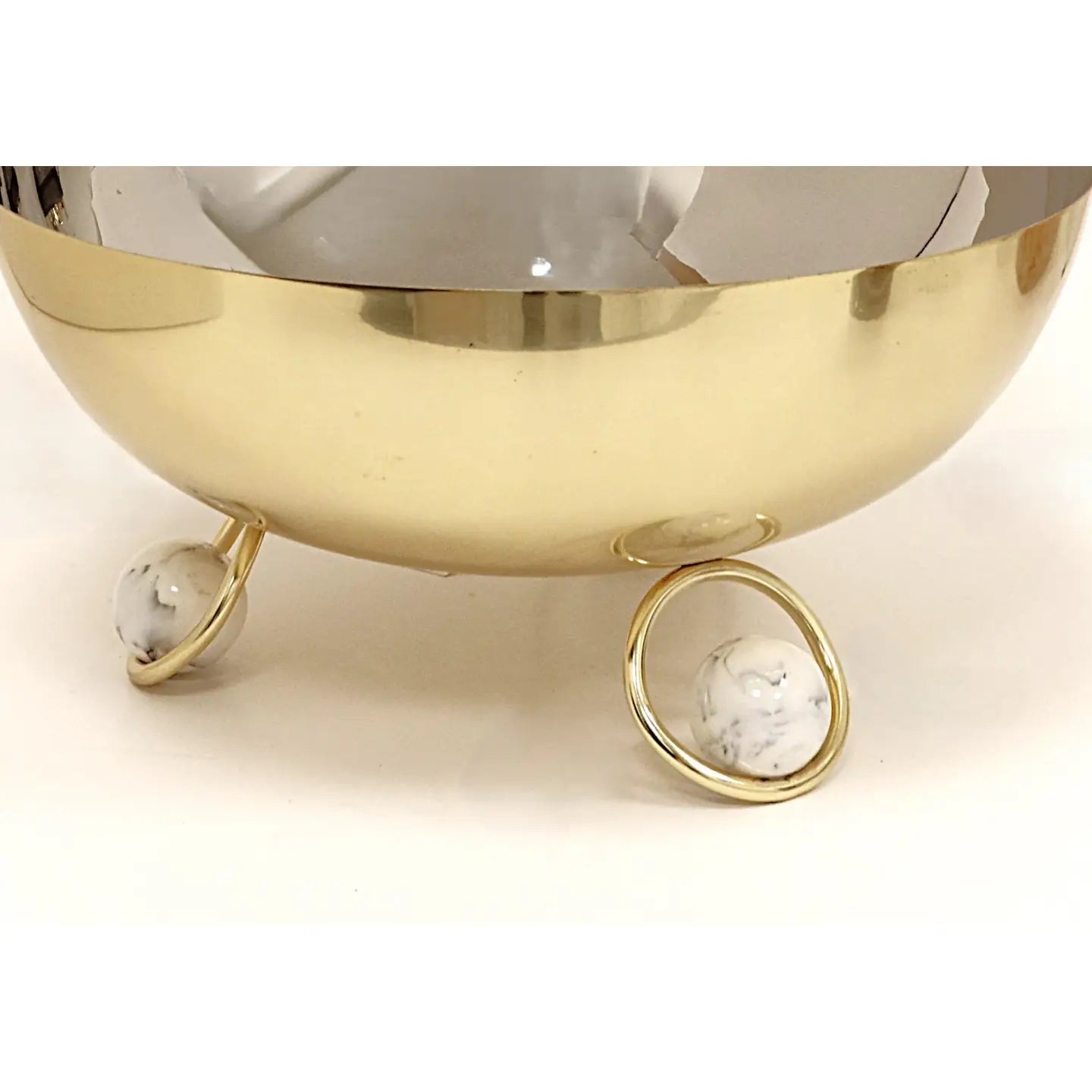 Large Salad Bowl Silver Inner Gold Outer with Ball Legs