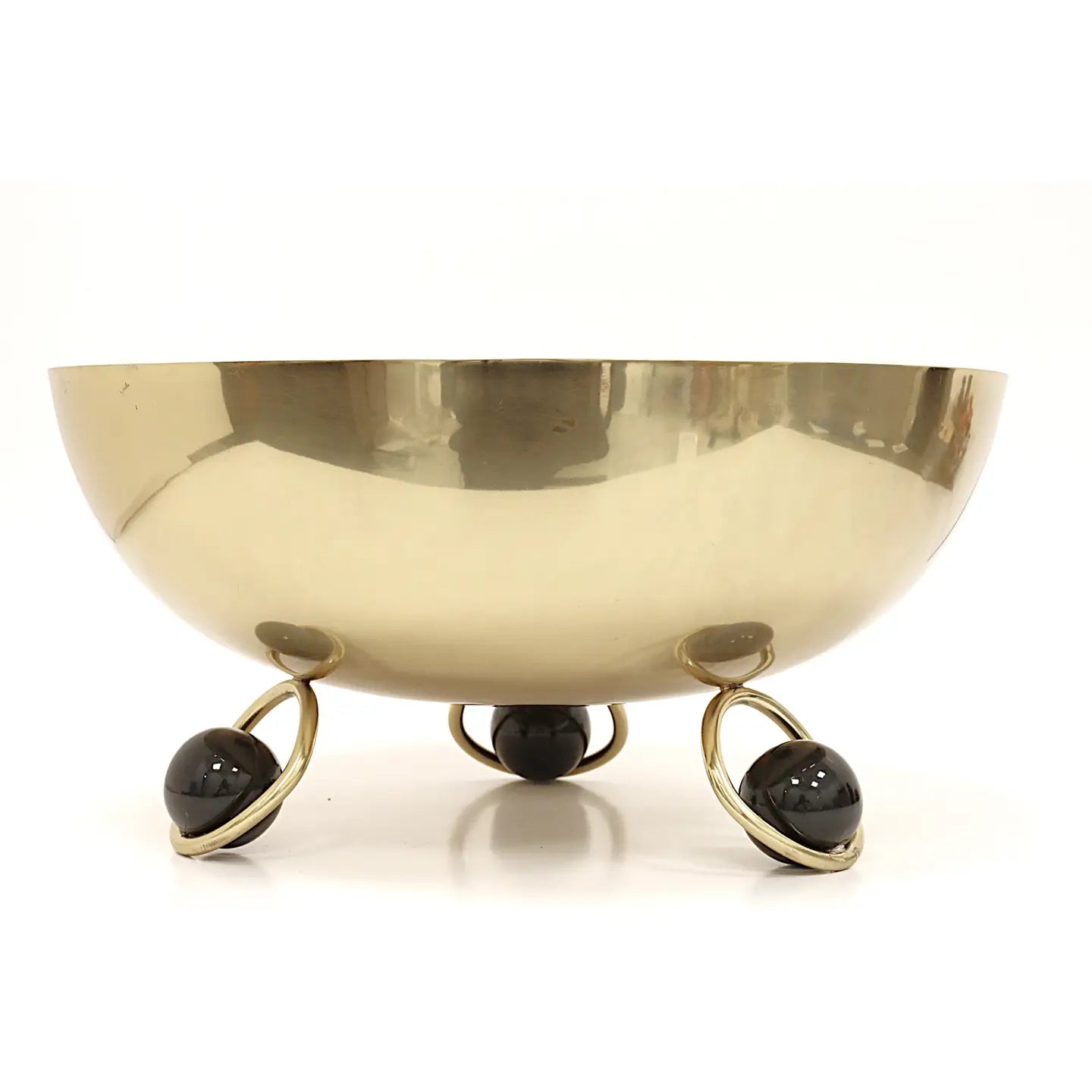 Large Salad Bowl Silver Inner Gold Outer with Ball Legs