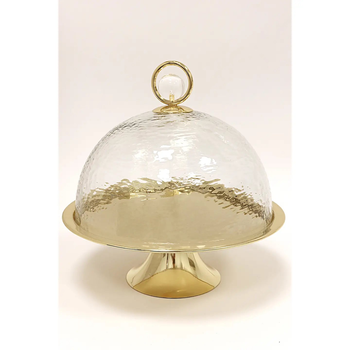 Cake Dome Gold with Clear Ball Knob - 11"