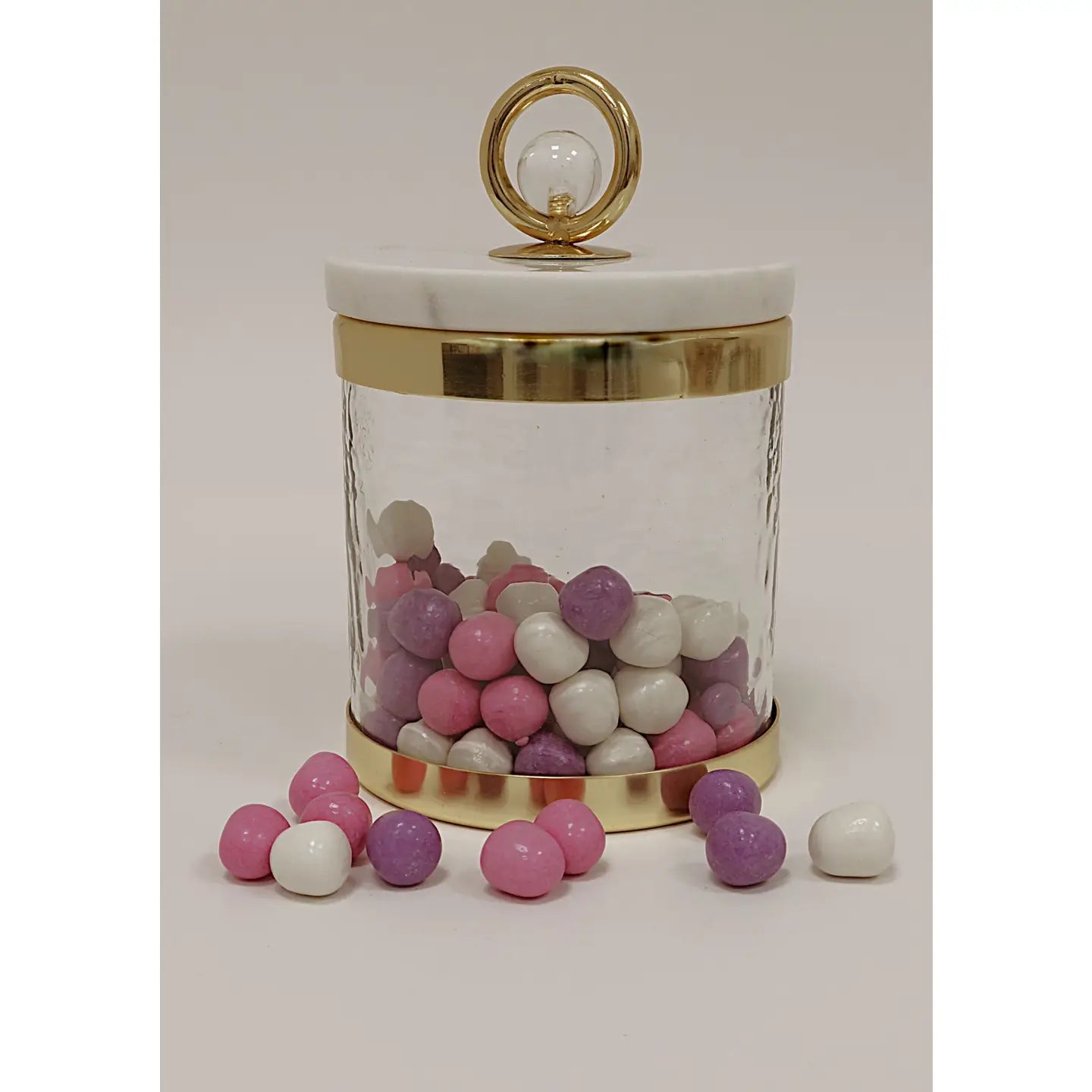 Glass Jar with Marble Lid and Clear Ball Knob (3 Sizes)-High Class Touch