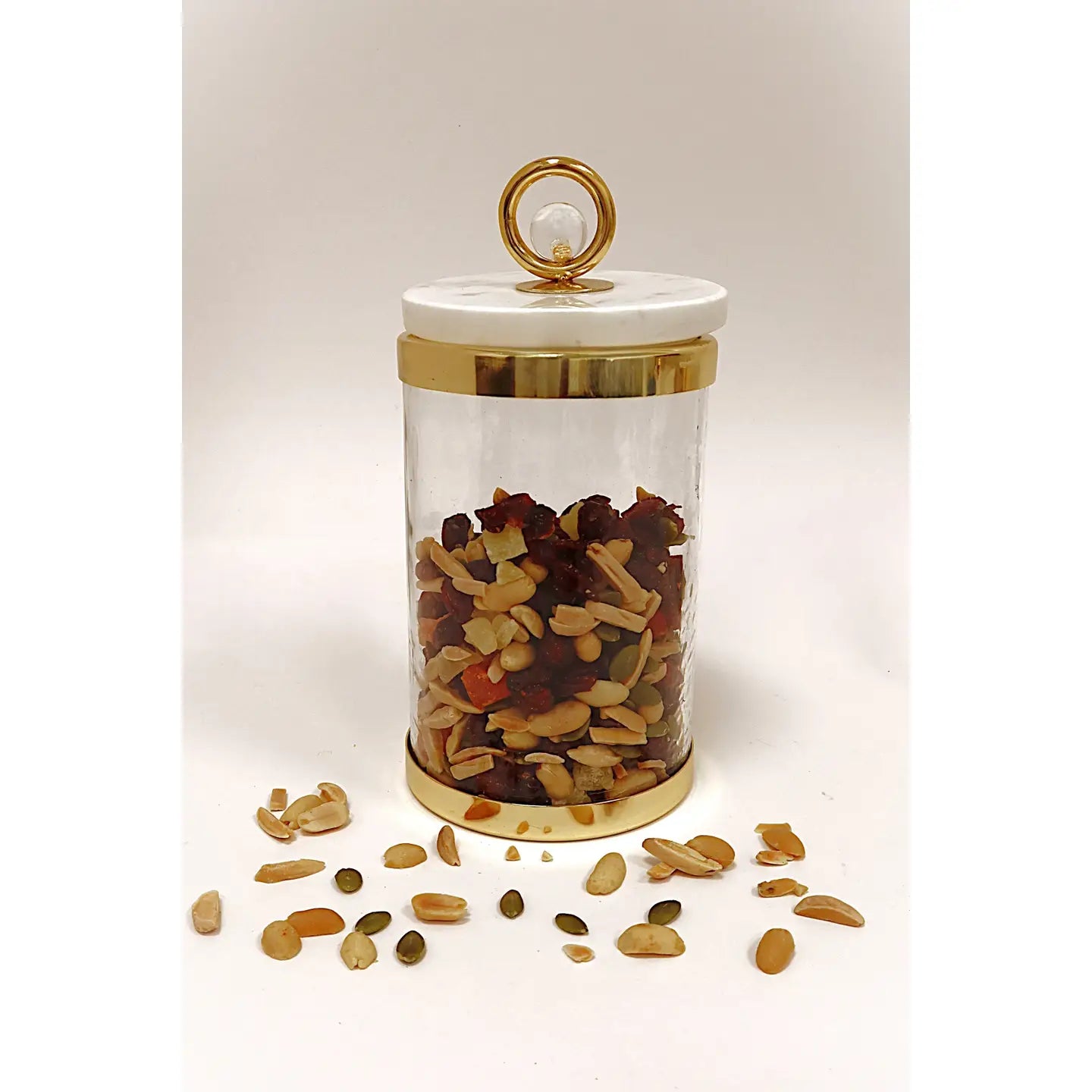 Glass Jar with Marble Lid and Clear Ball Knob (3 Sizes)-High Class Touch