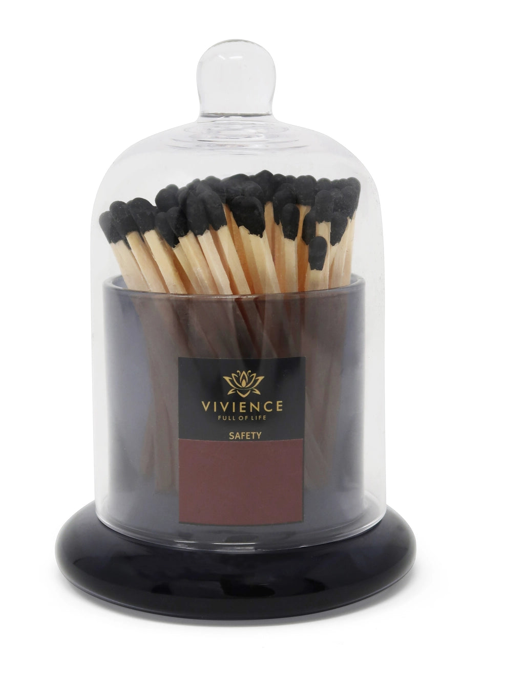 Match Holder Jar and Dome with Gold/Smoked Base-High Class Touch