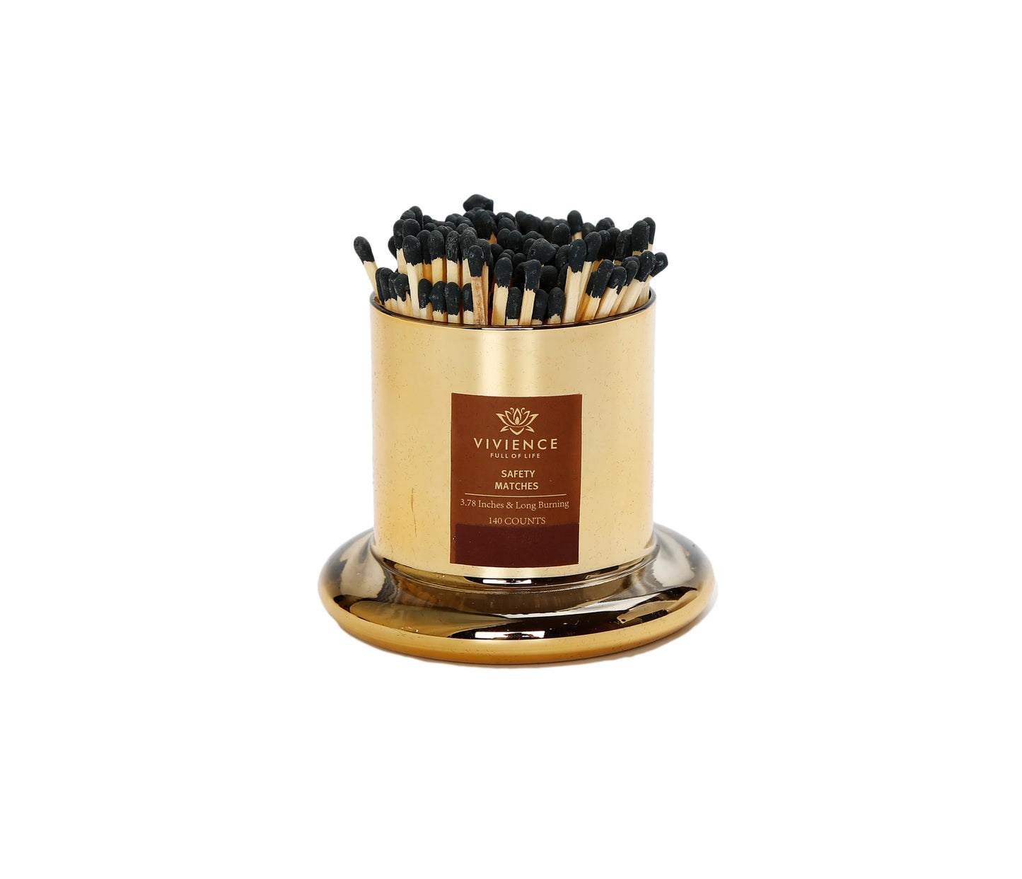Match Holder Jar and Dome with Gold/Smoked Base-High Class Touch