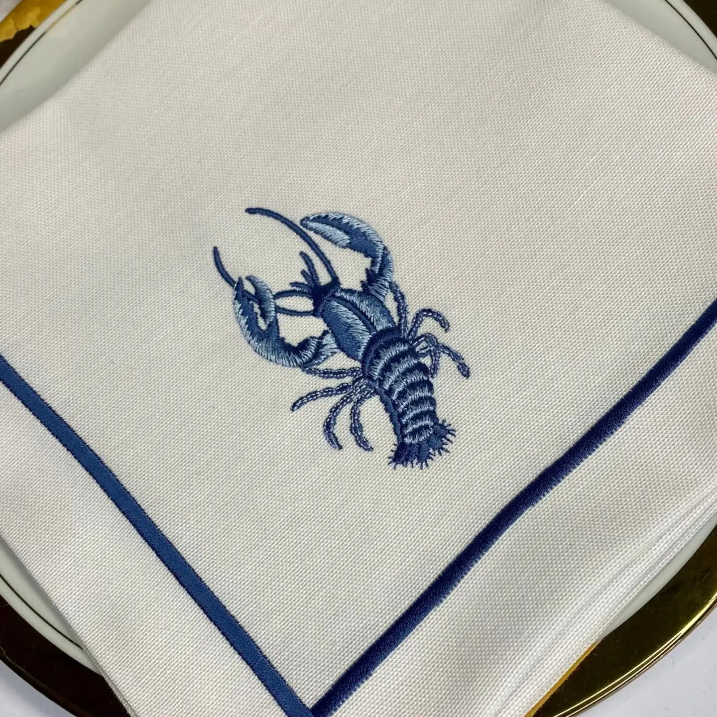 Coastal-Inspired Embroidered Linen Napkins