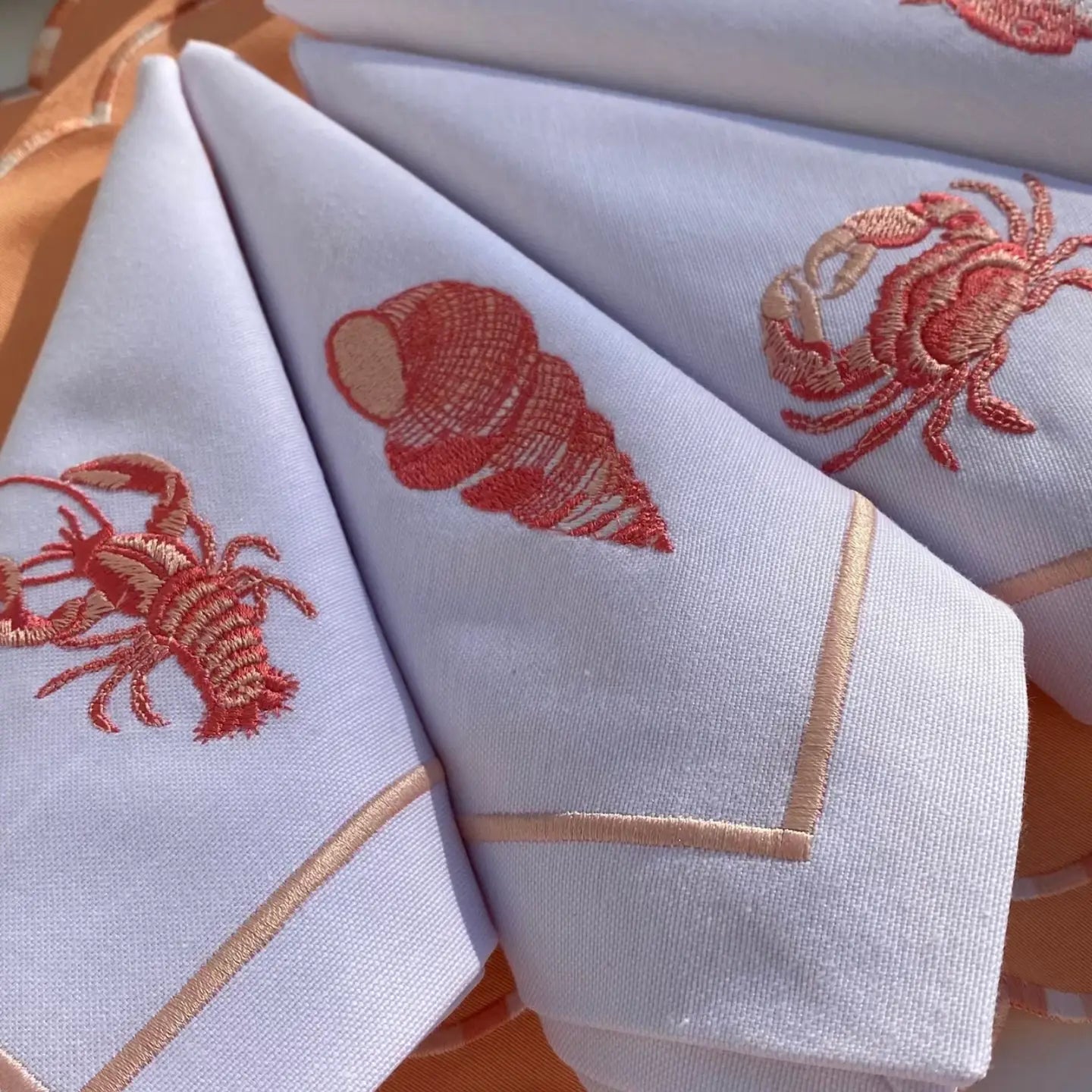 Coastal-Inspired Embroidered Linen Napkins