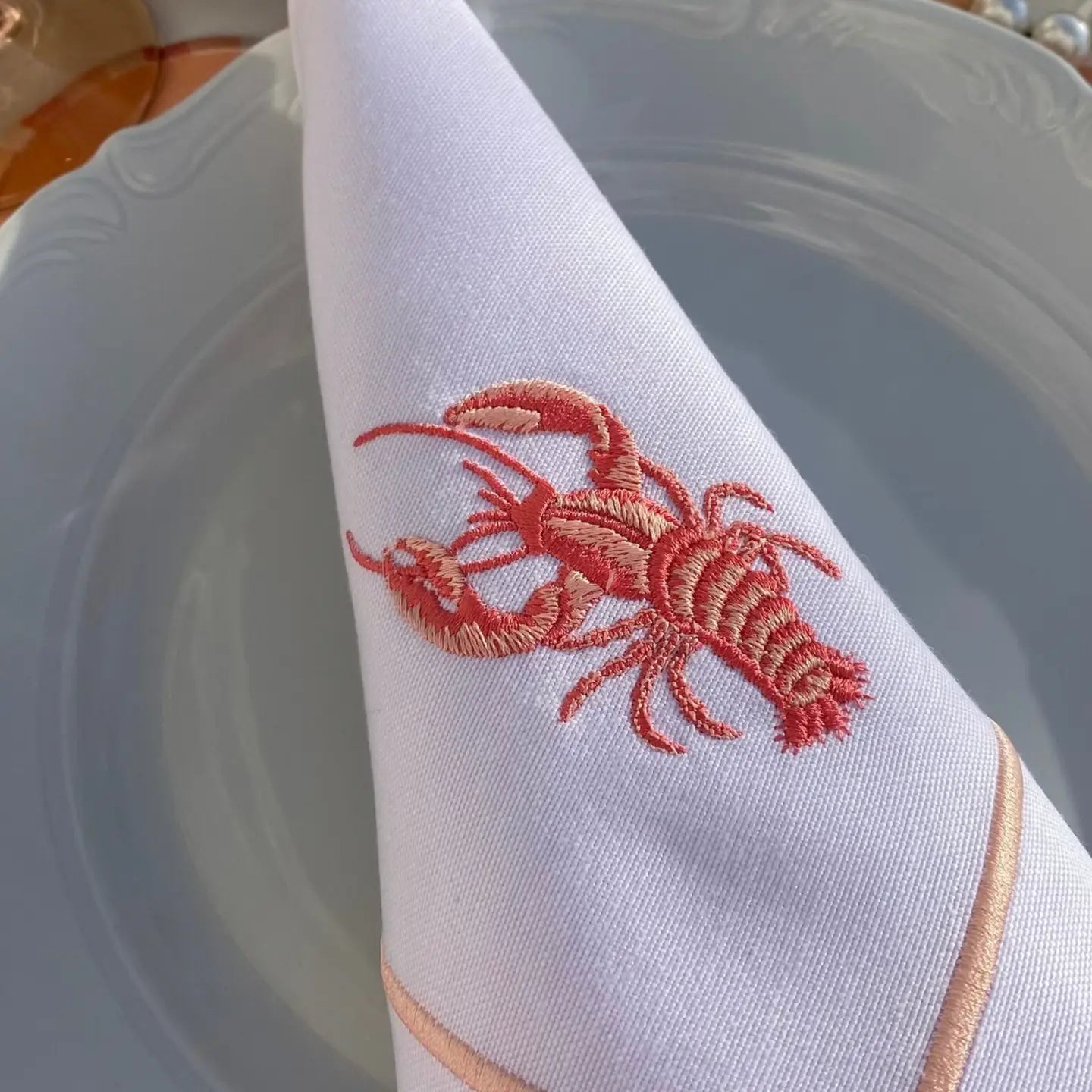 Coastal-Inspired Embroidered Linen Napkins
