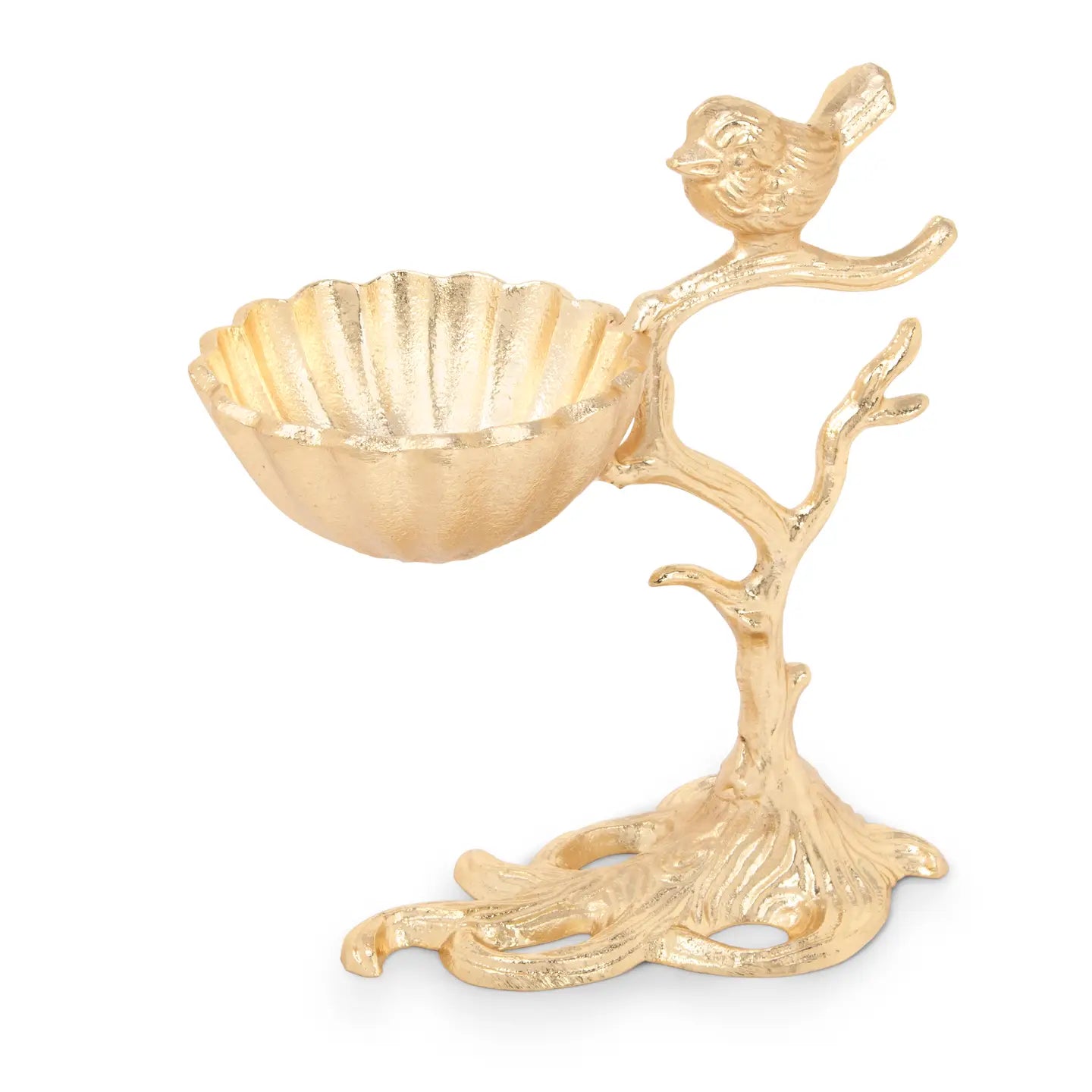 Gold Centerpiece Bowl On Branch Base with Bird