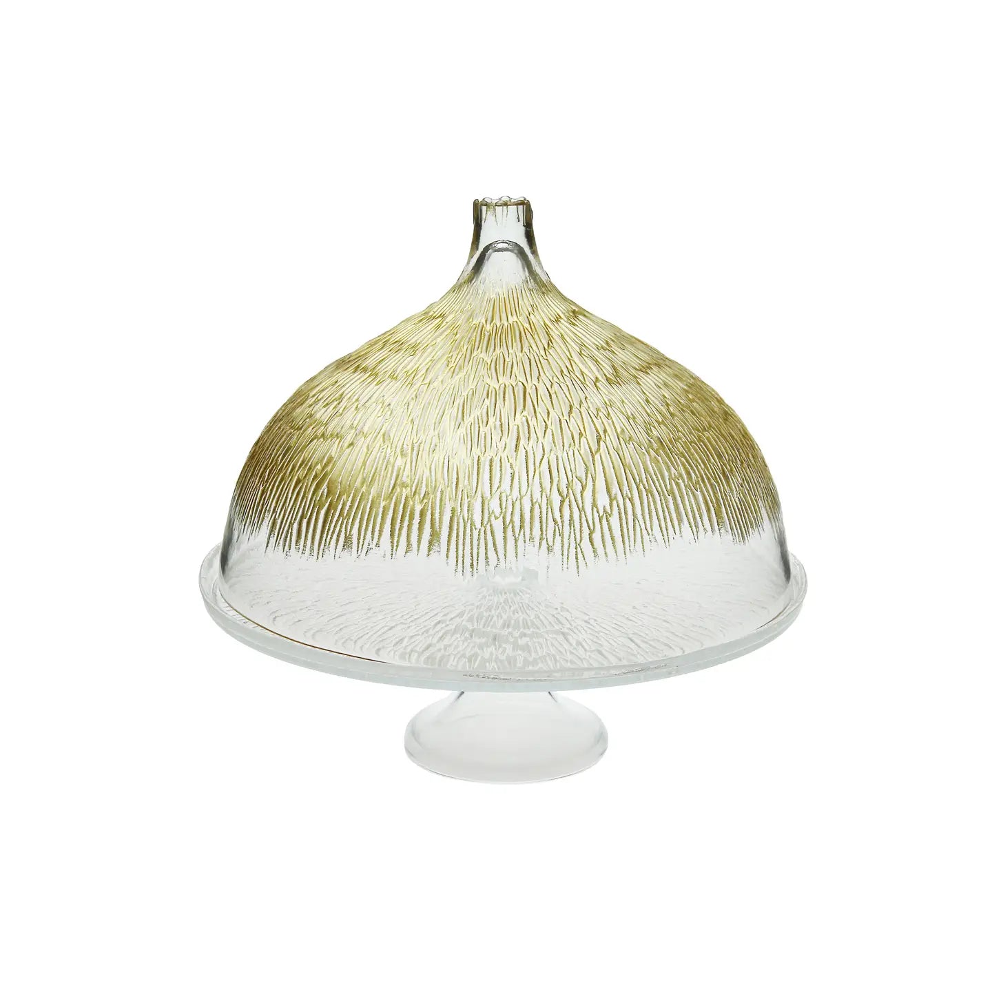 Glass Cake Stand with Dome Gold Design