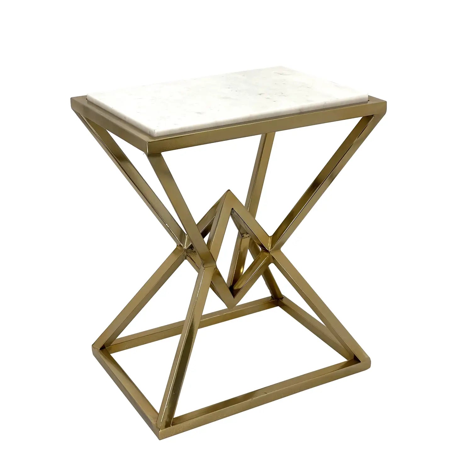 Gold Table with A Wonder White Marble Finish-High Class Touch