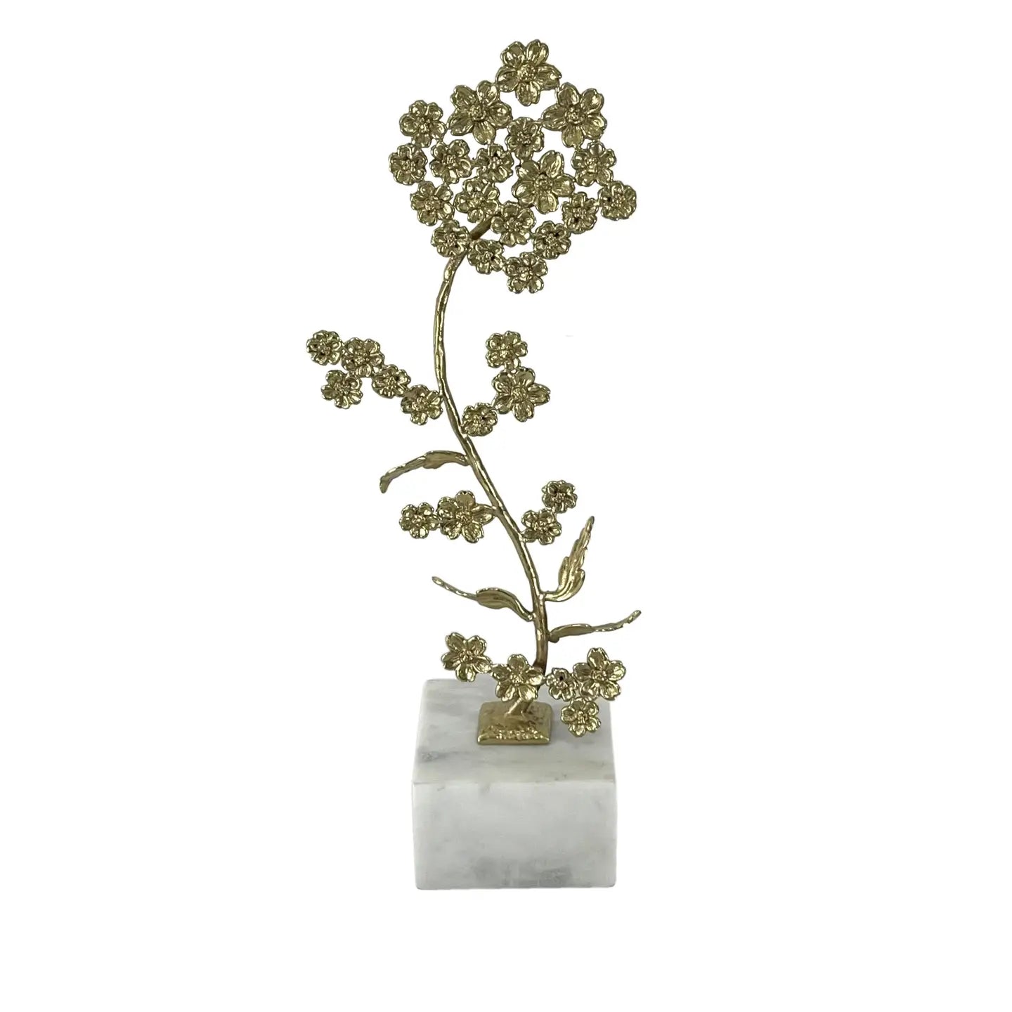 Vintage Brass Flower Sculpture - Marble Base