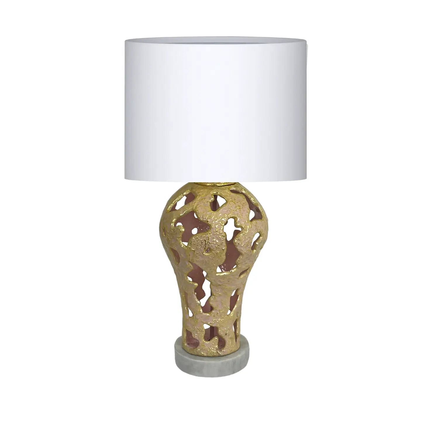 Textured Rose Gold Table Lamp - Neutral Shade-High Class Touch