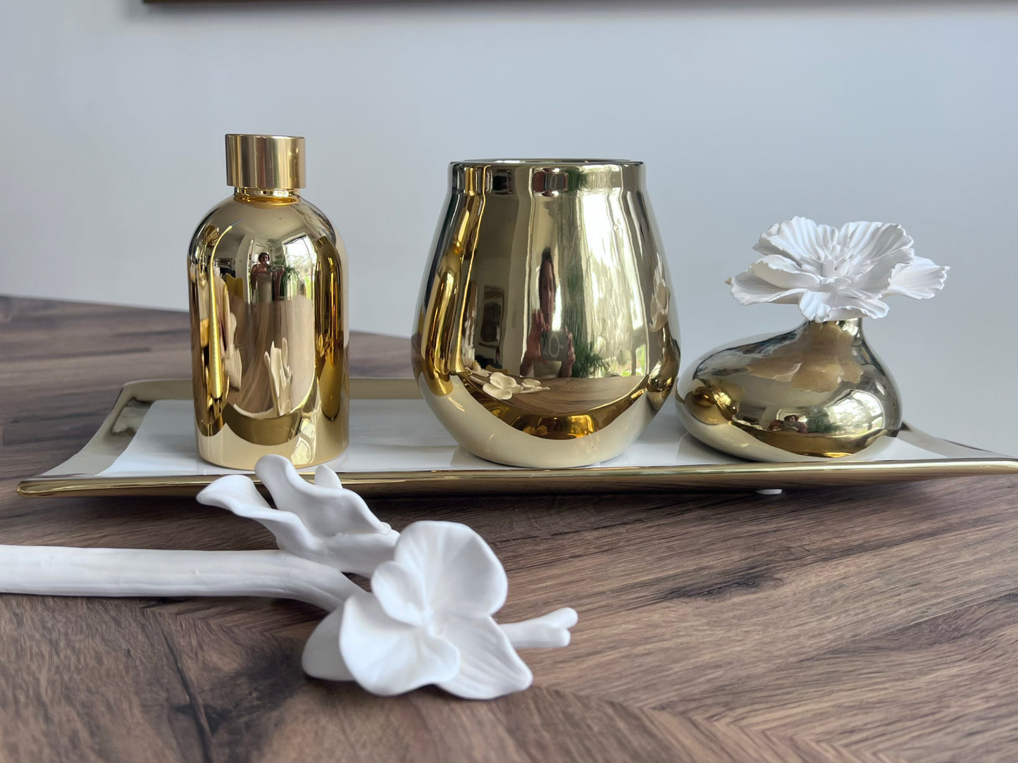 Diffuser and Flower Vase Tray Decor Set