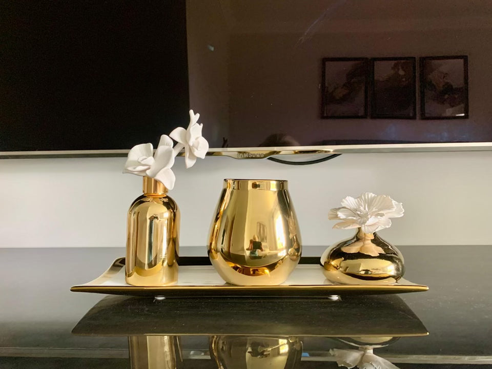 Diffuser and Flower Vase Tray Decor Set