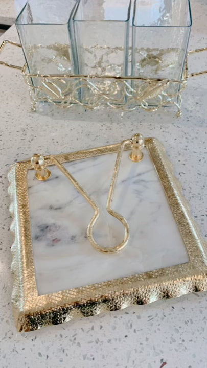 Napkin Holder with Gold Ruffle design