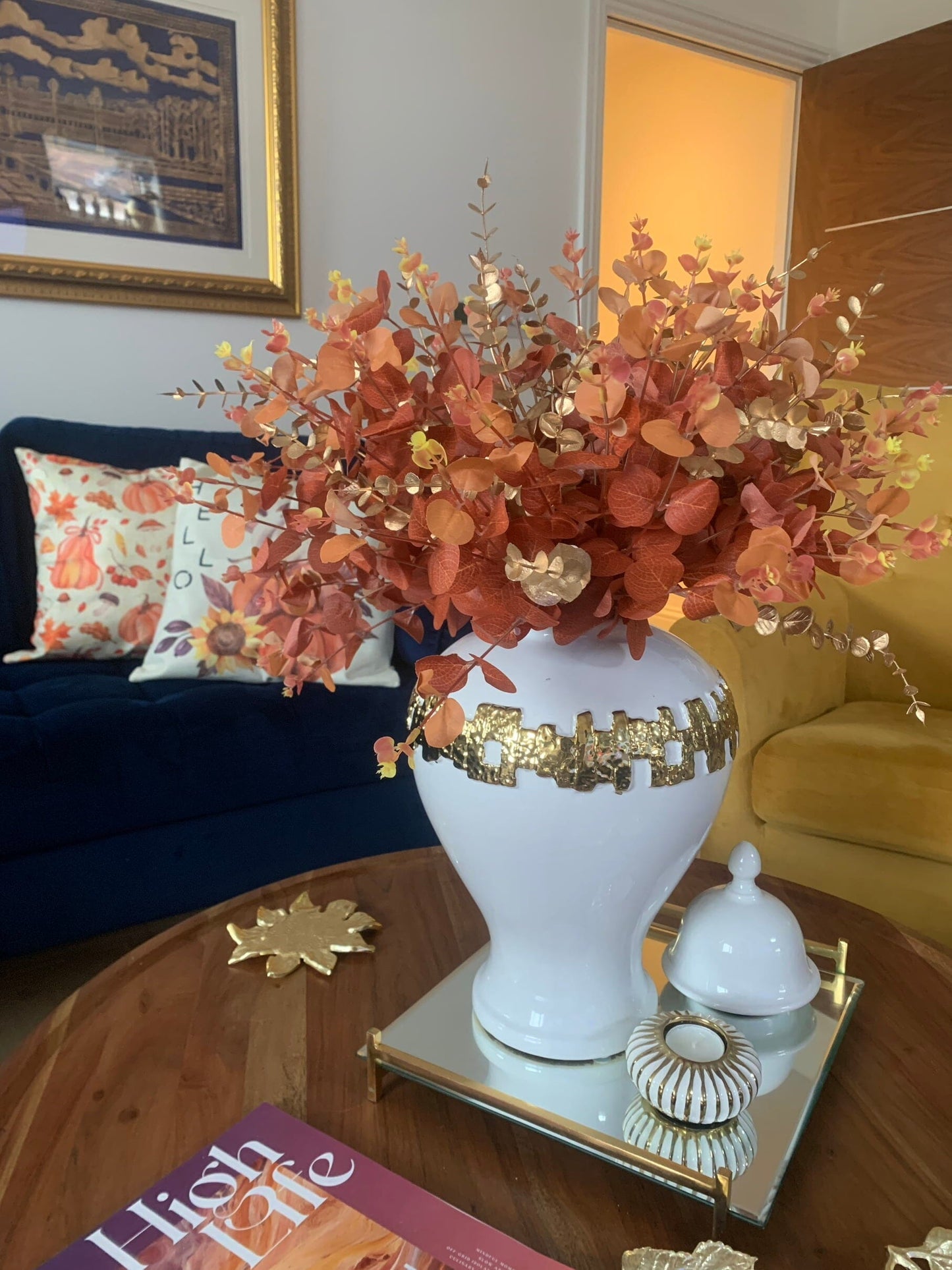 Autumn and Gold Artificial Flower Arrangement Artificial Flora High Class Touch - Home Decor