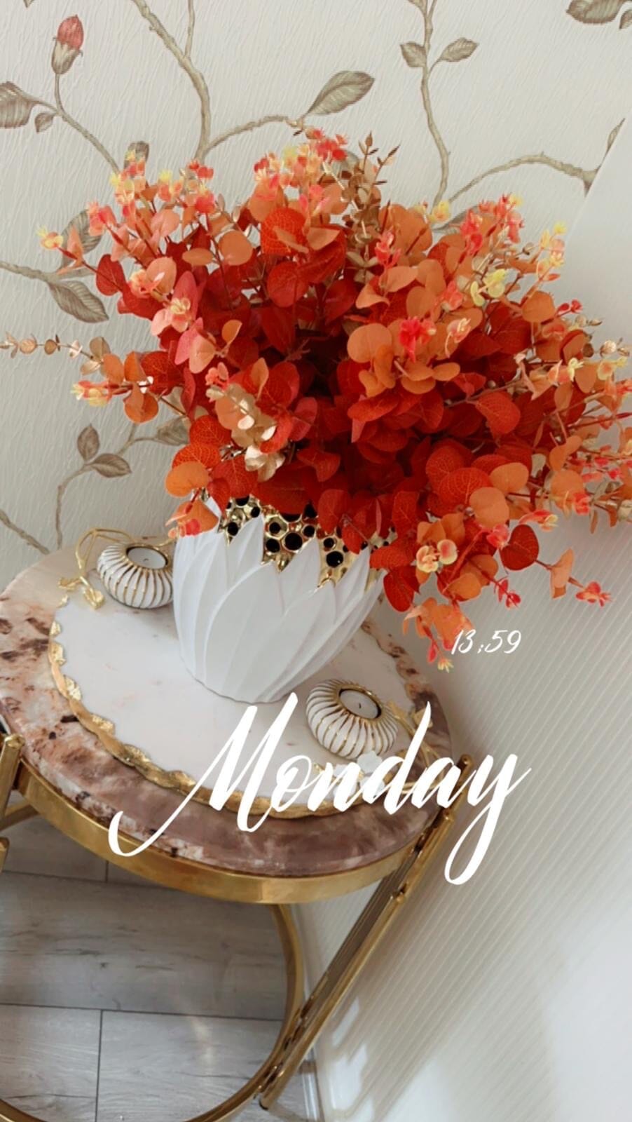 Autumn and Gold Artificial Flower Arrangement Artificial Flora High Class Touch - Home Decor