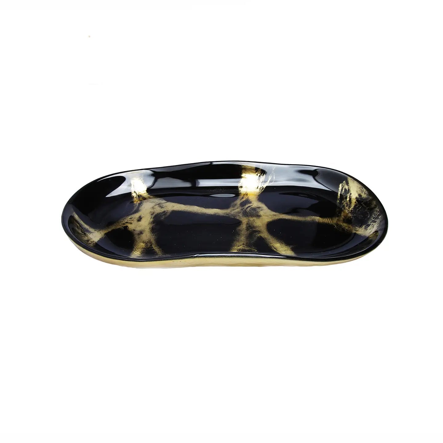 Black and Gold Dinner Set Dinnerware Sets High Class Touch - Home Decor Oval Bowl Plate