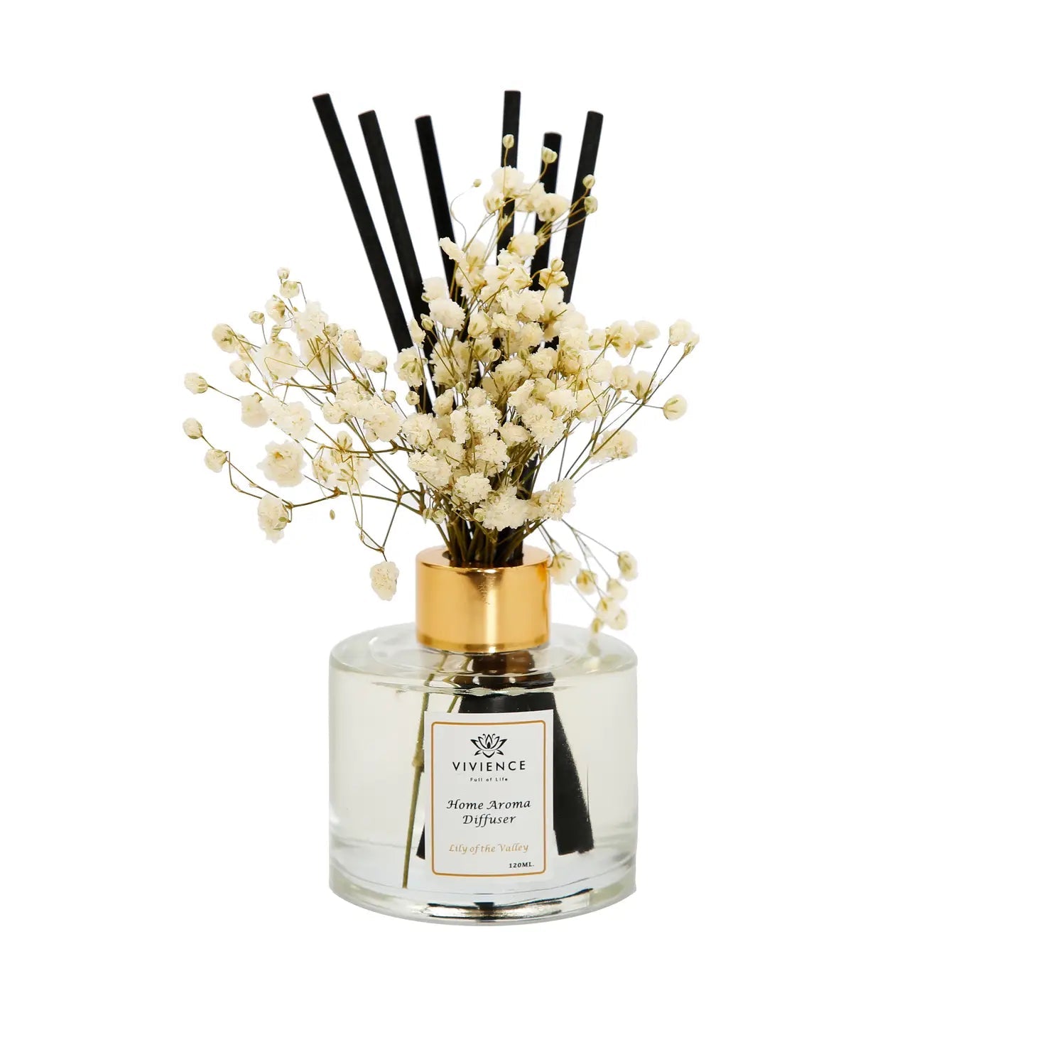 Clear Bottle Reed Diffuser with Bamboo sticks and White and Pink Flowers Diffuser High Class Touch - Home Decor 