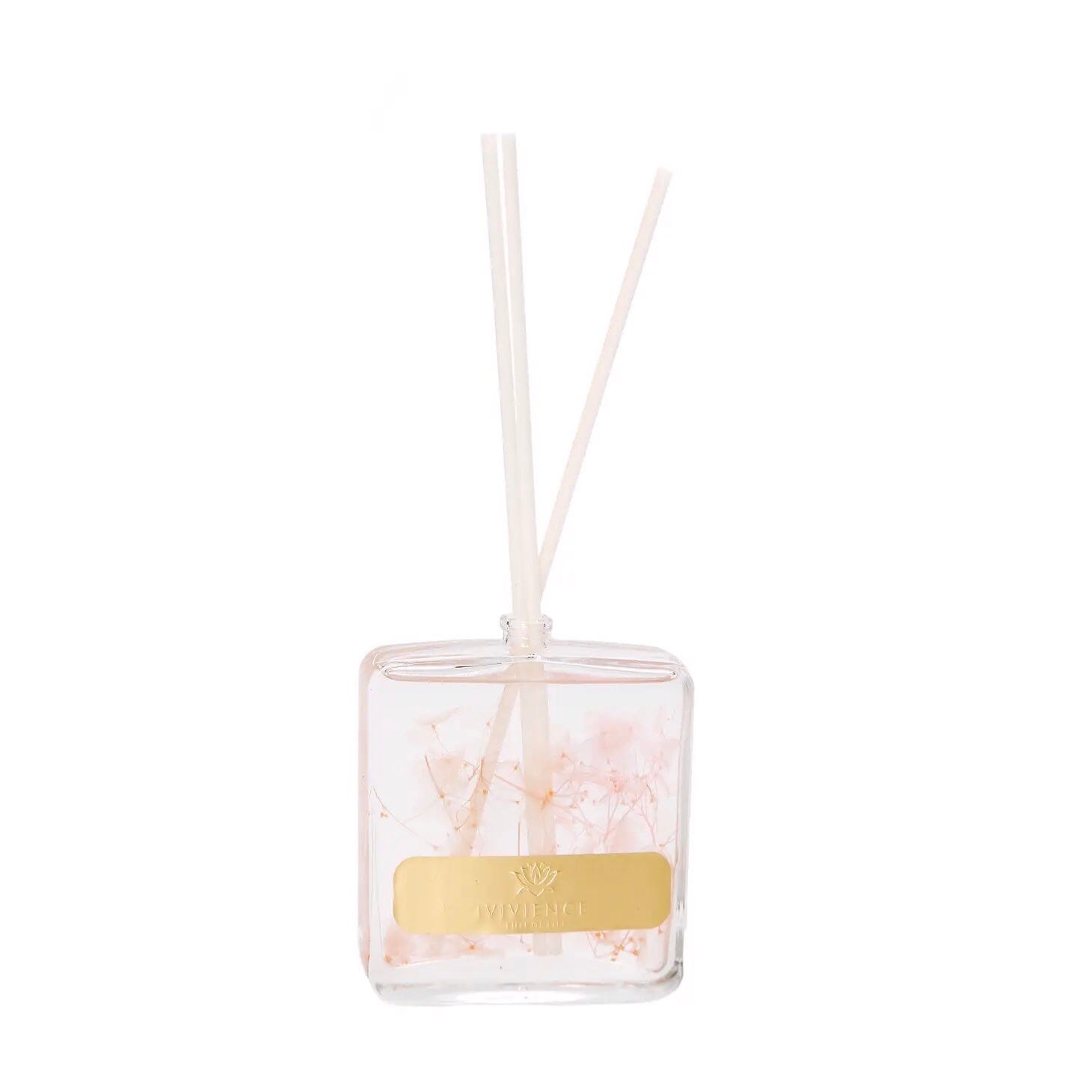 Clear Diffuser with Pink & White Flower and White Reeds Diffuser High Class Touch - Home Decor 