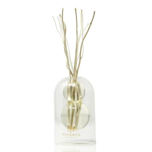 Clear Reed Diffuser with White Circular Inlay Diffuser High Class Touch - Home Decor 