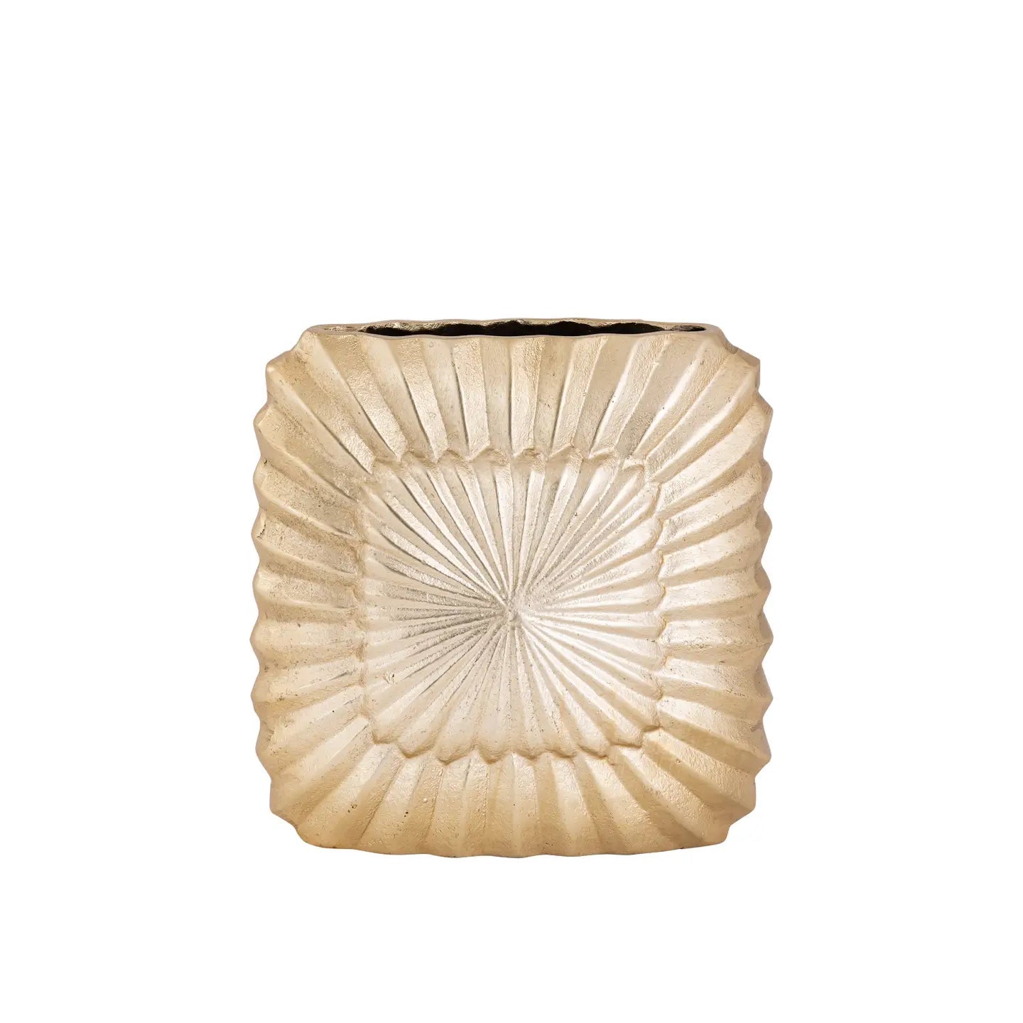 Elegant Square Gold Vase with Embossed Design Vases High Class Touch - Home Decor