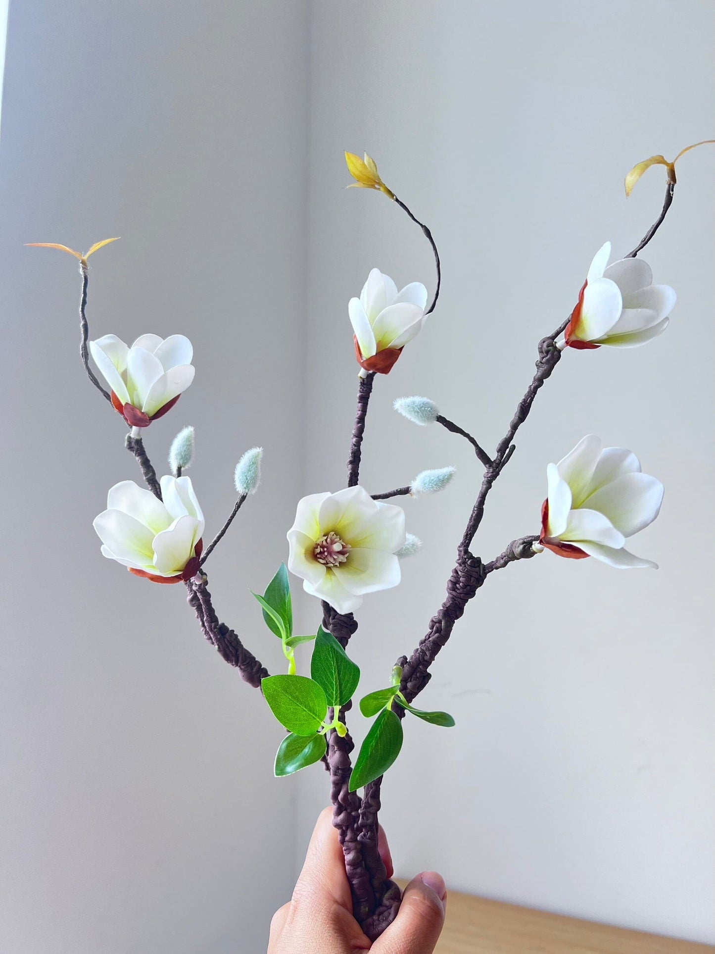 Faux Magnolia Flowers Arrangement Artificial Flora High Class Touch - Home Decor 3 units