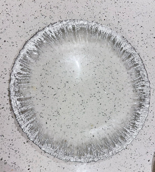 Glass Charger Plate with Silver edge - Set Of Four Plates High Class Touch - Home Decor