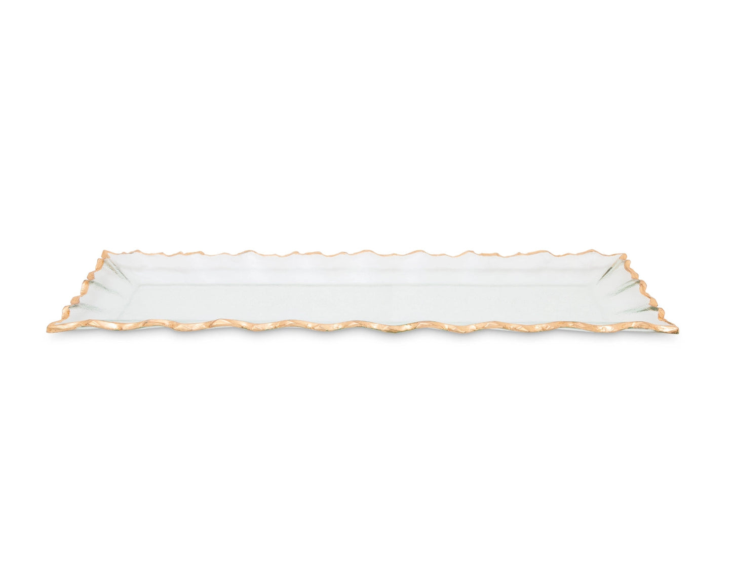 Glass Rectangular Tray with Gold Edge Serving Bowls High Class Touch - Home Decor