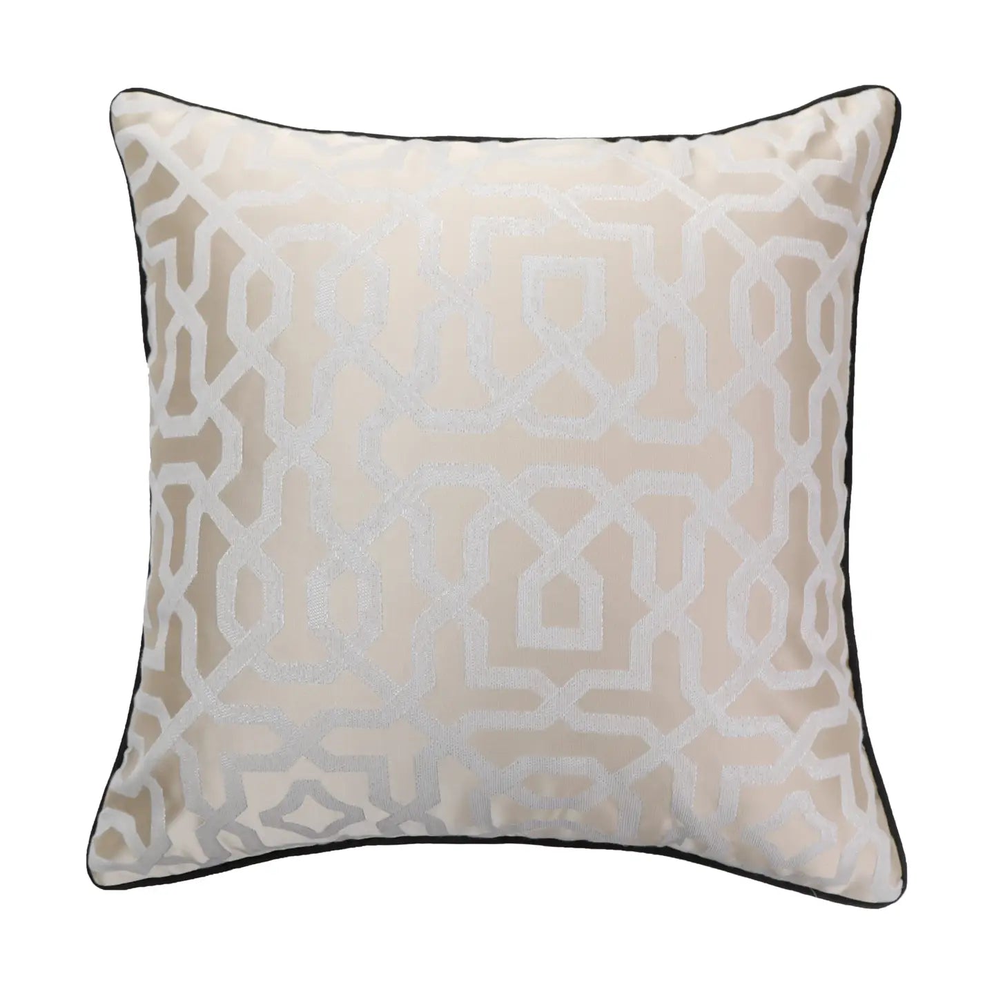 Gold and Beige Cushion Cover with Black Piping Cushions & Pillows High Class Touch - Home Decor