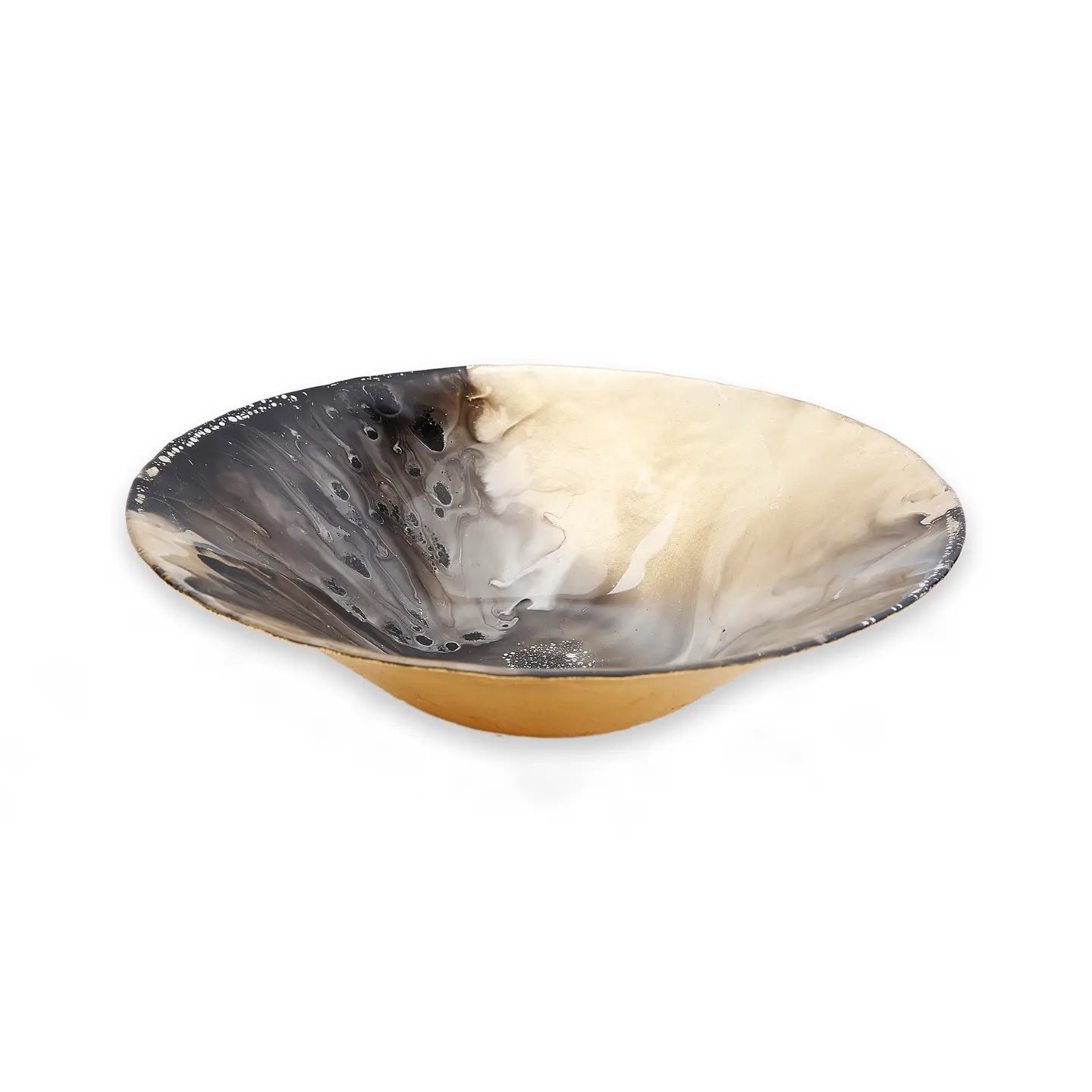 Gold Black Marbelised Salad Bowl Serving Bowls High Class Touch - Home Decor