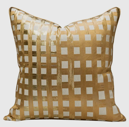 Gold Cushion Cover with Crossed Design Cushions & Pillows High Class Touch - Home Decor 