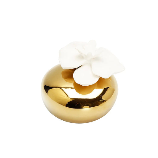 Gold Diffuser White Flower, " Iris & Rose" Diffuser High Class Touch - Home Decor 