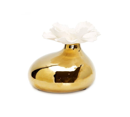 Gold Diffuser with Dimensional White Flower Diffuser High Class Touch - Home Decor 