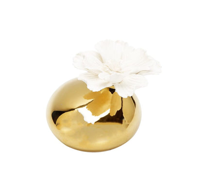 Gold Diffuser with Dimensional White Flower Diffuser High Class Touch - Home Decor 